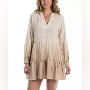 NWT - Dotti Women's Ombre Cotton Swim Cover-Up Tunic Dress in beige